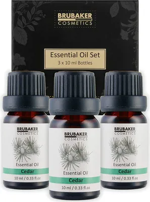Produktbild von BRUBAKER 3er-Set Zeder Öl - Kraft, Entspannung & Freier Atem - Ätherische Öle Aromatherapie Geschenkset 3 x 10 ml Zederöl Baumöl Naturrein & Vegan