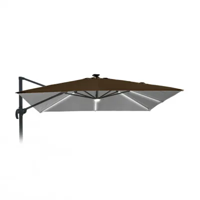 Produktbild von Ersatzschirm für Ampelschirm Sonnenschirm Gartenschirm 3x3 Aluminium Arm Paradise LED Brown Light