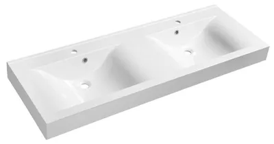 Immagine prodotto di Sapho Nadja - Lavabo doppio 1400x500 mm, con sfioratore, fori per rubinetteria, bianco 68141