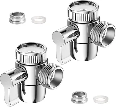 Produktbild von 2 Stück 3 Wege Umschaltventil Wasserhahn Adapter Umschaltventil Dusche Umschalter Umstellventil für Küche Bad Duschsystem für G1/2 M22 X M24 Wasserhähn Adapter