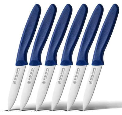Produktbild von 6-teiliges Obstmesser-Set, Schälmesser mit geraden Klingen, blau