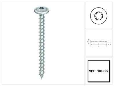 Produktbild von HECO-TOPIX-plus 6 x 80, Tellerkopf, T-Drive, T-30, variables Vollgewinde, A3K, 100 Stück