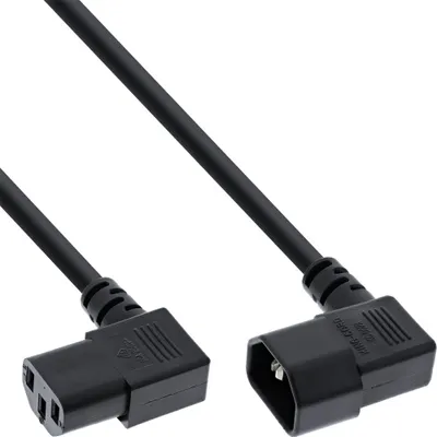 Image de InLine® câble d'alimentation rallonge pour appareil froid, C13 sur C14, plié à 90°, 0,4m