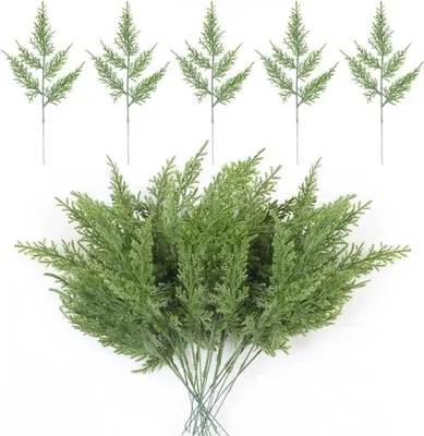 Set von 60 künstlichen Tannenzweigen 32 cm - dekorative Zweige für Weihnachtsdekoration, Kränze und Girlanden in Grün