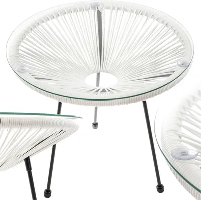 Obrázek produktu pro Zahradní stůl, skleněný technoratan, kulatý, balkon, terasa, Acapulco GoGarden