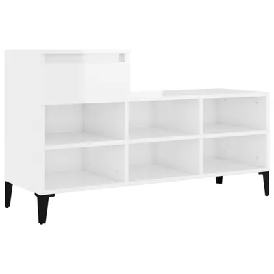 Obrázok produktu pre vidaXL Stojan na topánky s vysokým leskom biely 102x36x60 cm Drevo Materiál