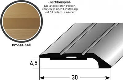 Produktbild von Abschlussprofil / Abschlussleiste "Maryville", 4,5 mm Einfasshöhe, Aluminium eloxiert, gebohrt-bronze hell-900-selbstklebend