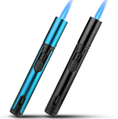 Produktbild von Jetflamme Feuerzeug 2 Stück 6 Zoll nachfüllbar winddicht für Kerzen Grill Küche Kamin Camping Schwarz Blau