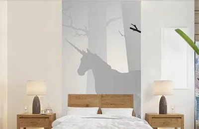 Produktbild von Kinderzimmer-Wanddekoration - Einhorn-Illustration - Breite 120 cm x Höhe 240 cm - Mädchenzimmer-Wandbilder