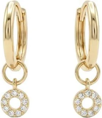 Produktbild von 375 Echtgold Creolen mit Zirkonia Kreis Anhänger Damen