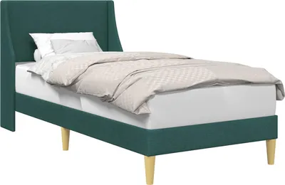 Produktbild von Bettrahmen Uni mit Kopfteil Dunkelgrün 90 x 200 cm Stoff
