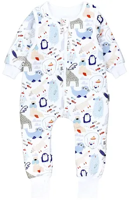 Produktbild von TupTam Baby Schlafsack mit Füßen und Ärmel  e Materialien Winterschlafsack, Farbe: Wintertiere Blau Beige Elch Pinguin Robbe, Größe: 104-110