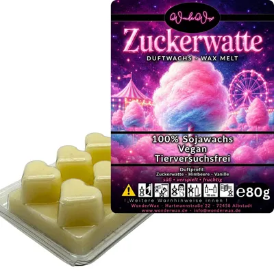 Produktbild von WonderWax Duftwachs Wax Melts für Duftlampe, 6 Herzen Duftmelt Wachsmelt Sojawachs Duftwachs Würfel für Raumdüfte, Wachs Duftöl Winter Indoor Schmelzen für Aromalampe Zuckerwatte
