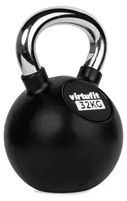 Produktbild von VirtuFit Kettlebell Pro 32 kg aus Gusseisen mit Gummi, Chromgriff