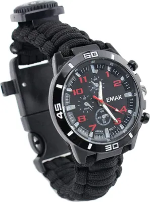Immagine prodotto di Outdoor Camping Survival Watch Multi -funktionales Armbandkompass -Seil Pfeife Paracord Strumenti Kit Kit