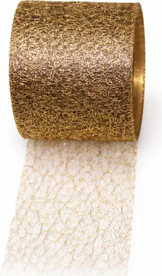 Produktbild von 25 m Spidertüll Dekoband 70 mm – Glitzer Schleifenband & Netzband für Geschenk, Floristik & Dekoration gold