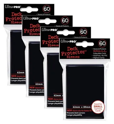 Immagine prodotto di 4x Ultra Pro - Protezione del mazzo - Manicotti piccoli - Nero - Nero (4x 60 manicotti) - Formato giapponese