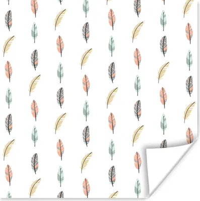 Produktbild von MuchoWow® Poster Federn - Muster - Pastell 100x100 cm - Babyzimmer