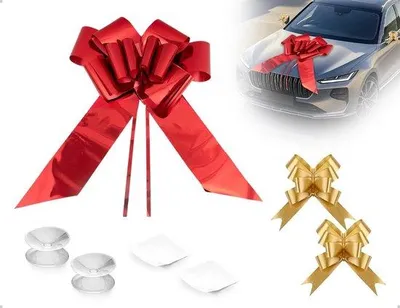 Productafbeelding van Boog Rood Design - Grote Boog 76 cm - Autobogen - Decoratie Bruiloft/Feest - Duurzaam Materiaal - Inclusief Zuignappen en Plakbanden - Autodecoratie