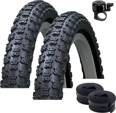 Produktbild von 2 x Kenda K-50 Fahrradreifen Fahrradmantel in Schwarz 57-406 (20 x 2.125) + 2 passende Schläuche AV inkl. Fahrradklingel