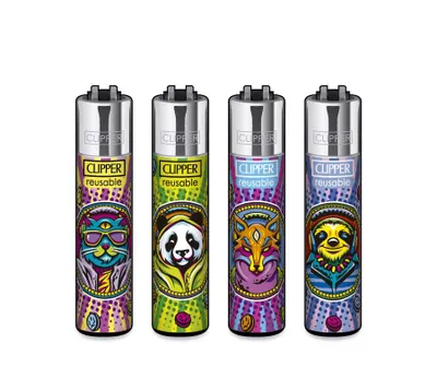 Produktbild von Clipper Feuerzeug 4er Set Micro Rave Animals