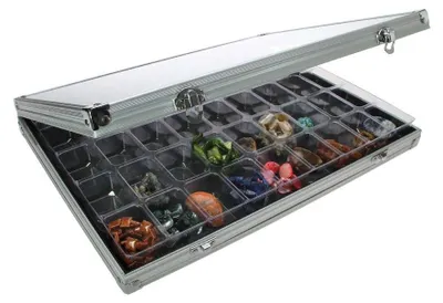 Alu-Sammelvitrine, 45 Fächer, 395x300x65 mm, Wandmontage