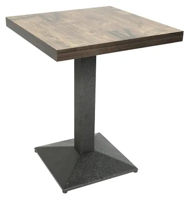 Obrázok produktu pre Bistro stôl – štvorcový barový stôl – 60 x 60 cm – stredová podnož – kovová konštrukcia – drevená doska – pre 2 osoby – pre kaviarne/bistrá