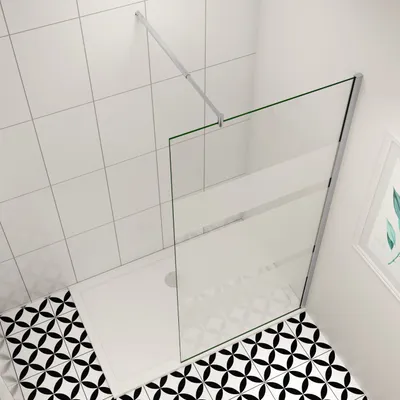 Produktbild von (1080-1100mm)110x190cm Walk in mit Milchstreifen Glaswand Duschabtrennung Dusche 6mm NANO Glas+ 70-120cm Stabilisator