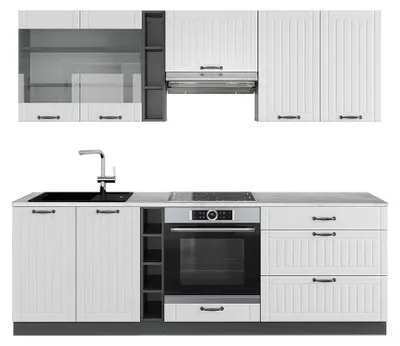Productafbeelding van Complete keukeneenheid Vicco Fame-Line Landhuis wit/antraciet 235 cm , WB Marmer, Model 42426