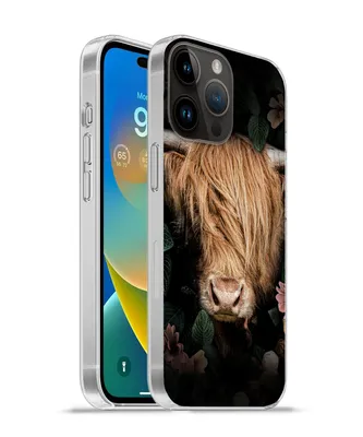 Produktbild von MuchoWow® Handyhülle Schutzhülle Hülle für Apple iPhone 14 Pro Max Schottischer Highlander - Kuh - Blätter Silikon Softcase Handy Hülle - Hardcover