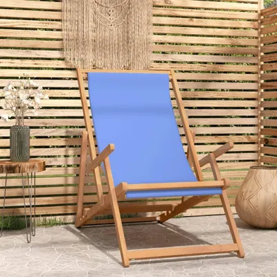 Obrázok produktu pre Maison Exclusive – Skladacie plážové kreslo z masívneho teakového dreva, modré