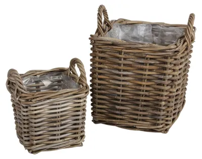 Image de lot de 2 paniers en osier ATHENA rectangulaires Panier de rangement Panier à pommes de terre Panier de récolte