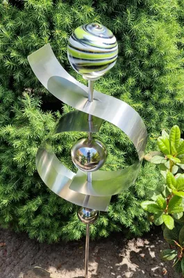 Produktbild von Glaszauber  Jupiter Verde Edelstahl matt gebürstet Glasugel in Verde 100 cm Beetstecker Gartenstecker Rosenkugel