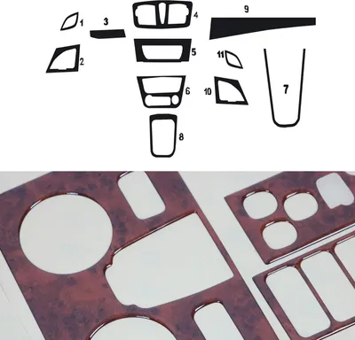 Zdjęcie produktu dla Dekoracja wnętrza kokpitu do Renault Megane 2009-2016 1 burl wood look 11szt