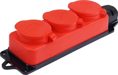 Produktbild von Schukokupplung Schuko IP44 230V Mehrfachsteckdose Steckdosenleiste 3- Fach rot