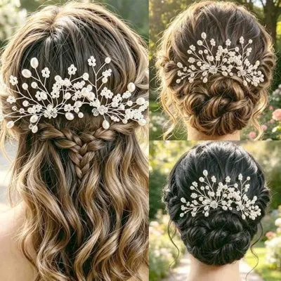 Productafbeelding van Set van 2 Elegante Bruidshaarspelden met Parels en Kristallen