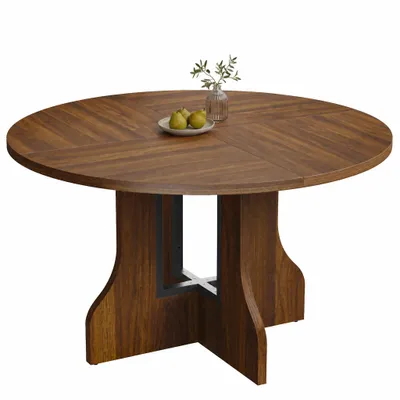 Produktbild von Mondeer Rundtisch 120 cm, Esszimmertisch Küchentisch, Walnuss für 4–6 Personen