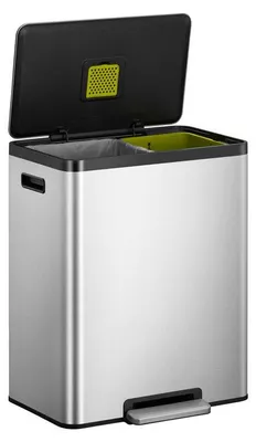 Obrázek produktu pro EKO - EcoCasa 2 Recyklační pedálový koš 30+30 litrů - Nerezová ocel - Matná nerezová ocel