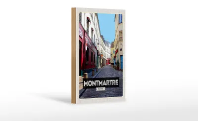Produktbild von Holzschild Reise 12x18 cm Montmartre Paris Altstadt Reiseziel