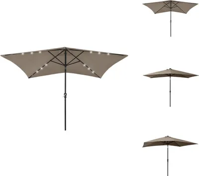 Produktbild von vidaXL Sonnenschirm mit LEDs und Stahl-Mast Taupe 2x3 m -  Sonnenschirme & Sonnenschutze