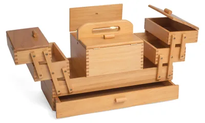 Image de Boîte de rangement en bois à 4 niveaux, idéale pour les loisirs créatifs, la couture et les activités manuelles