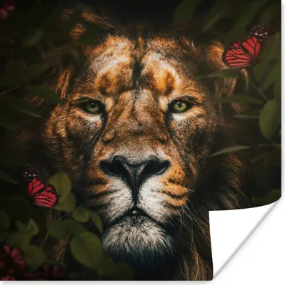 Produktbild von MuchoWow® Poster Schmetterling - Löwe - Pflanzen 100x100 cm - Babyzimmer