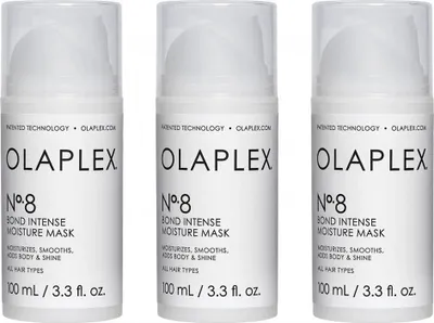 Produktbild von 3 Stück Olaplex No.8 Bond Intense Feuchtigkeitsmaske 100 ml - intensive Feuchtigkeit, repariert geschädigtes Haar, für geschmeidigen Glanz