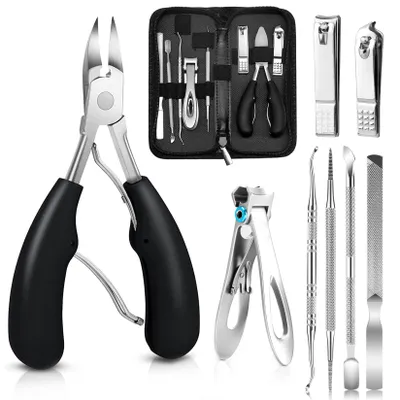 Produktbild von 8-in-1 Nagelknipperset Aus 304 Edelstahl, Dicke Nagelknipser Set Mit Nagelfeile Und Nagelschere, Professionelle Manikš¹re und Pedikš¹re Set, Rostfest