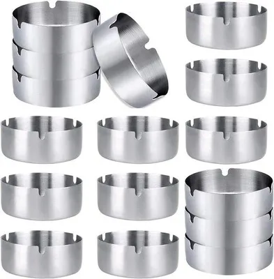 Immagine prodotto di Posacenere in metallo, 16 pezzi, 8 cm, posacenere rotondo in metallo, ideale per bar, ristoranti e camere da letto, adatto sia per interni che per esterni