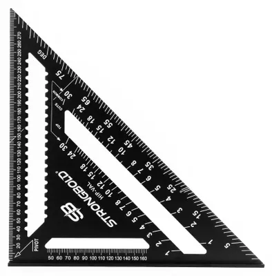Produktbild von STRONGBOLD StrongSquare SQ720 Zimmermannswinkel 300 mm | Aluminium-Winkel metrisch | 0–90° Gradmesser & Anreißhilfe | Präzisions-Werkzeug