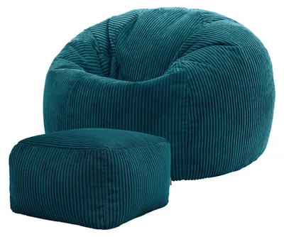 Produktbild von Icon Kingston Sitzsack Cord und Hocker mit Füllung, Blaugrün