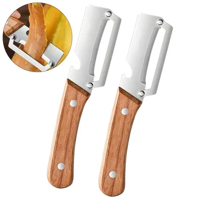 Produktbild von Gemüseschäler mit Holzgriff und Flaschenöffner, 2-in-1 Edelstahl-Küchenwerkzeug, geeignet für Obst, Äpfel, Kartoffeln, Kürbis, Papaya (2 Stück)