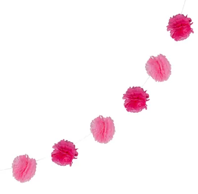 Produktbild von 6x Pompon-Girlande aus Papier rosa 2.5m