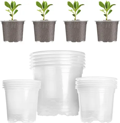 Imagen del producto de Macetas transparentes para cultivo, juego de 15 unidades, de 9/10/13 cm, de plástico, para orquídeas y cactus